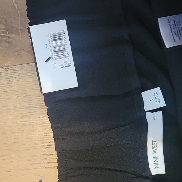 NWT Nine West High Rise Wide Leg Stretch Waist Black Pants Size Large - Picture 2 of 7